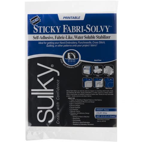 Printable Sticky Fabri Solvy Stabilizer